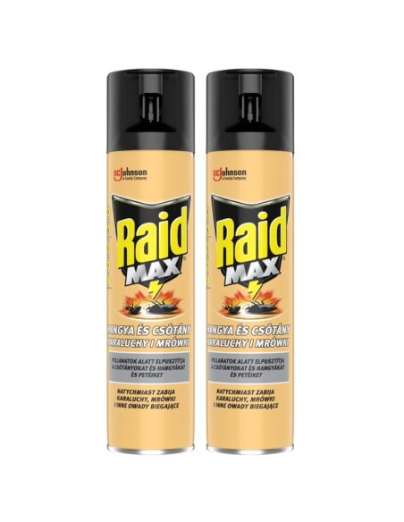 Skuteczny aerozol przeciw karaluchom i mrówkom Raid Max 2x400 ml 8711800137866