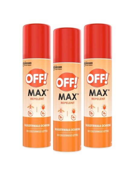 Skuteczny repelent w aerozolu odstraszający komary i kleszcze OFF! Max 3x100 ml 5905718981366
