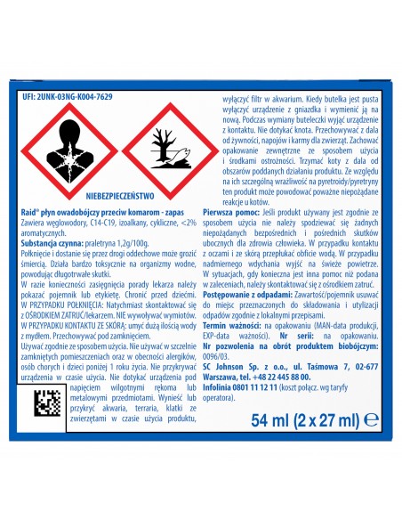 Podwójny zapas płynu do elektrofumigatora owadobójczego Raid 5000204161908 2