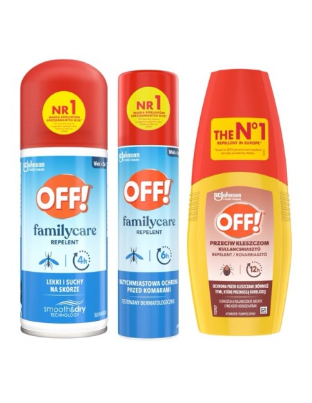 Zestaw aerozoli przeciw komarom OFF! 2x100ml + Płyn przeciw kleszczom 100ml 5905718981090