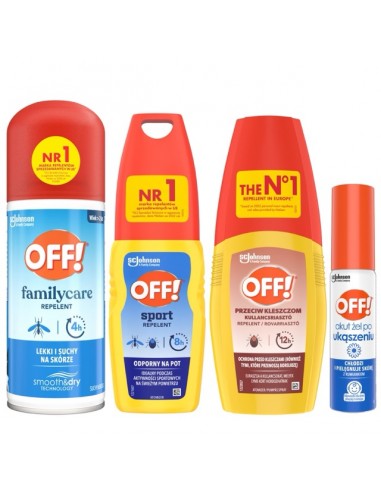 Zestaw OFF! Środki przeciw kleszczom i komarom (3x100 ml) + żel Akut po ukąszeniu owadów 25 ml 5905718981069