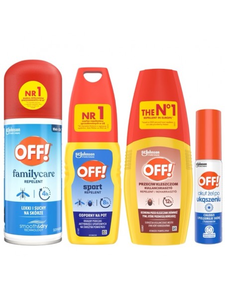 Zestaw OFF! Środki przeciw kleszczom i komarom (3x100 ml) + żel Akut po ukąszeniu owadów 25 ml 5905718981069