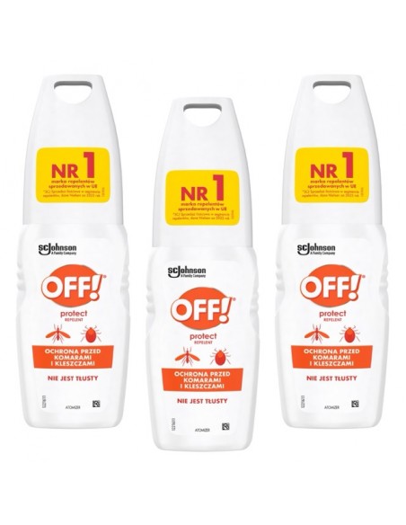 Nietłusty spray odstraszający komary i kleszcze OFF! Protect  3x100 ml 4000290908754