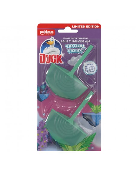 Podwójna zawieszka do toalet Duck Aqua Turquoise 4in1 Virtual Violet 2x 36 g - Zawieszki i krążki do WC Podwójna zawieszka do toalet Duck Aqua Turquoise 4in1 Virtual Violet 2x 36 g 5000204377293