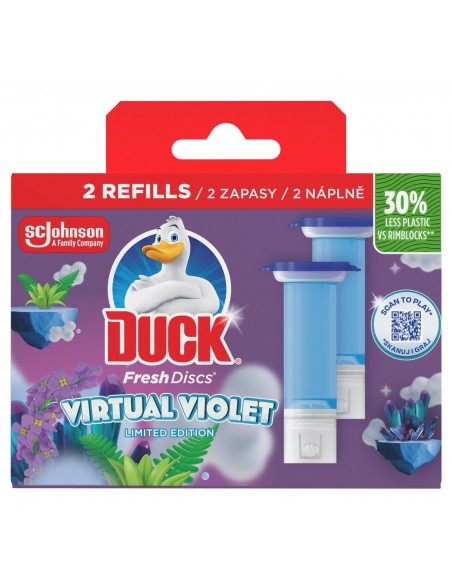 Podwójny zapas żelowych krążków do toalet Duck Fresh Discs Virtual Violet 5000204369649