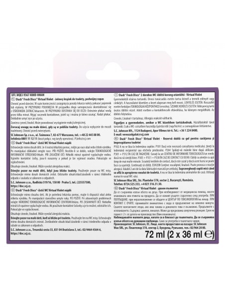 Podwójny zapas żelowych krążków do toalet Duck Fresh Discs Virtual Violet 5000204369649 2