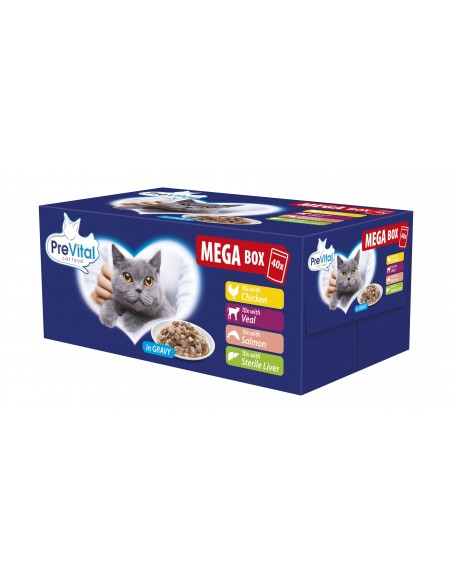 Mokra karma dla kotów dorosłych PreVital 2x Mega Box mix smaków 80 x 100g 5999566112041 3