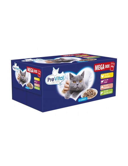 Mokra karma dla kotów dorosłych PreVital 2x Mega Box mix smaków 80 x 100g 5999566112041 4