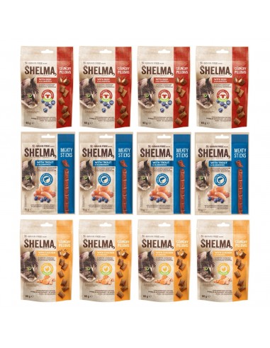 12x Mięsne przekąski dla kota Mix smaków Shelma 8595606407671
