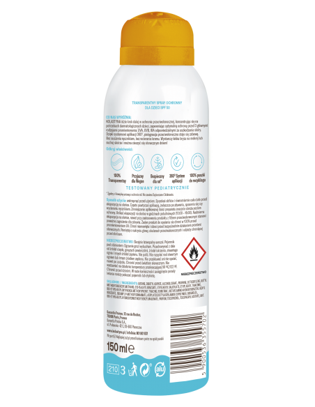 Spray ochronny na suchą i mokrą skórę dla dzieci Kolastyna SPF 50 150 ml 5900536355702 2