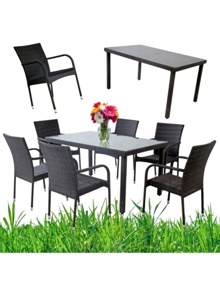 Zestaw mebli ogrodowych PAISO stół +  6 krzeseł + poduszki Meven 5902490742796