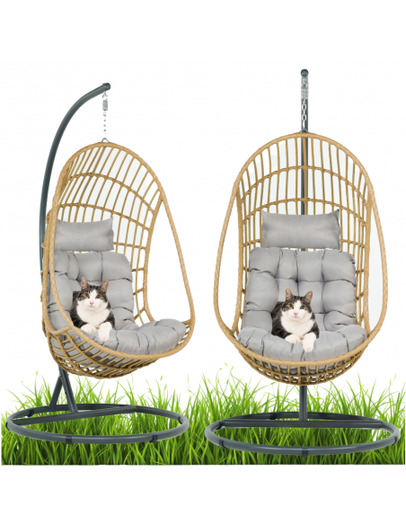 Beżowy fotel podwieszany ogrodowy JARDIN - Fotele podwieszane Beżowy fotel podwieszany ogrodowy JARDIN 5902490785014