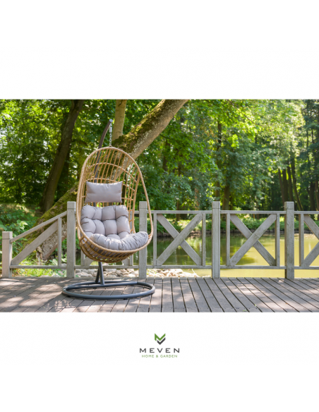 Beżowy fotel podwieszany ogrodowy JARDIN - Fotele podwieszane Beżowy fotel podwieszany ogrodowy JARDIN 5902490785014 9