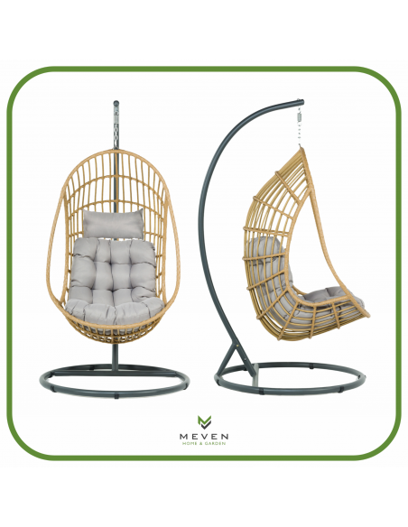 Beżowy fotel podwieszany ogrodowy JARDIN - Fotele podwieszane Beżowy fotel podwieszany ogrodowy JARDIN 5902490785014 12