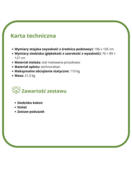 Beżowy fotel podwieszany ogrodowy JARDIN - Fotele podwieszane Beżowy fotel podwieszany ogrodowy JARDIN 5902490785014 13