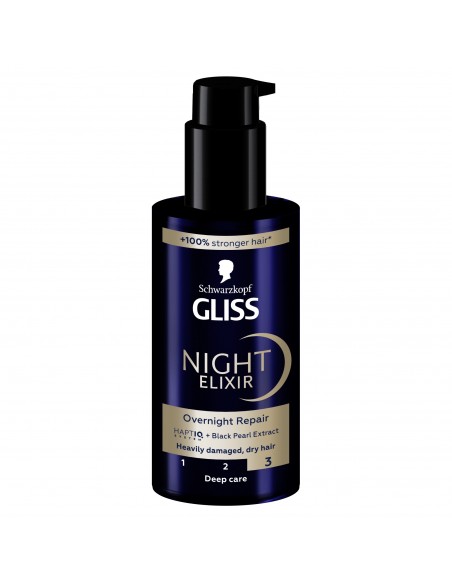 Odbudowujący eliksir na noc do włosów zniszczonych Gliss 100 ml 5410091767334