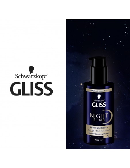 Odbudowujący eliksir na noc do włosów zniszczonych Gliss 100 ml 5410091767334 3