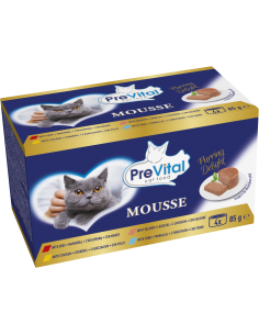 Mus dla dorosłych kotów, mix 4 smaków PreVital mini puszka 4x 85 g 5999566112096