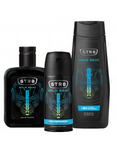 Duży zestaw kosmetyków STR8 Wild Beat Woda toaletowa 100 ml + Żel pod prysznic + Dezodorant 5201314194422