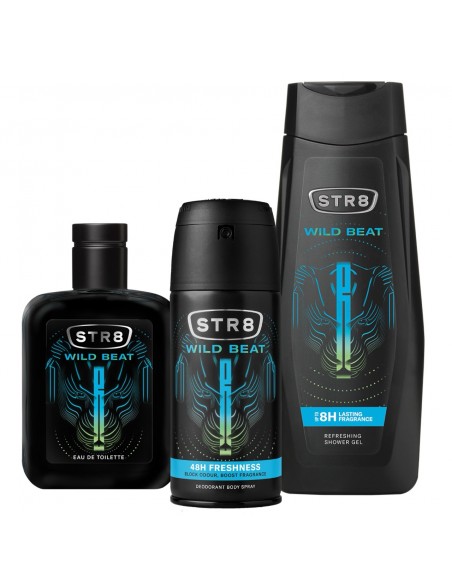 Duży zestaw kosmetyków STR8 Wild Beat Woda toaletowa 50 ml + Żel pod prysznic + Dezodorant 5201314194439