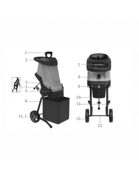 Elektryczny rozdrabniacz do gałęzi nożowy TOP CUT TC-RE2600-BAG 2600 W 5905842525979 6