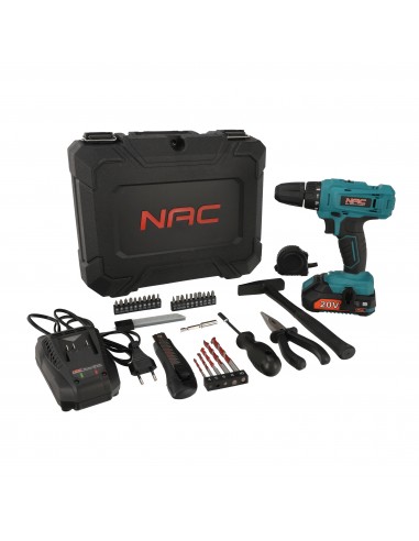 Wiertarko-wkrętarka akumulatorowa z zestawem narzędzi NAC CDB-1-LI-20V-TS 5905842520318