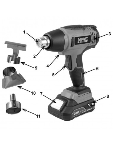 Akumulatorowa opalarka NAC HG-LI-20V - Body 5905842520240 12