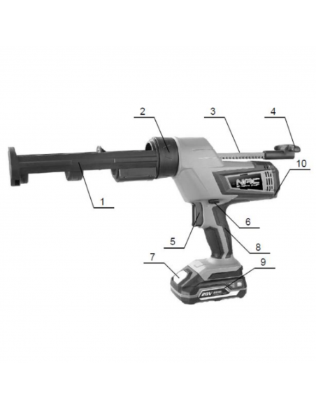 Akumulatorowy wyciskacz do silikonu NAC CG-LI-20V - Body - Elektronarzędzia Akumulatorowy wyciskacz do silikonu NAC CG-LI-20V - Body 5905842520202 10