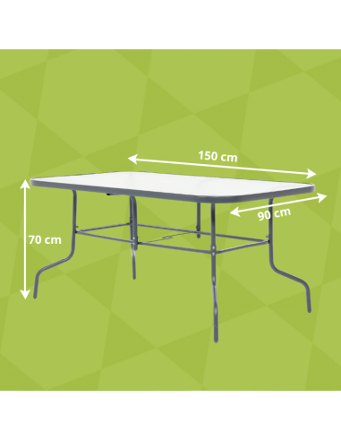 Stół ogrodowy Tampa z blatem ze szkła hartowanego 150 cm × 90 cm × 70 cm 5905842532496 6