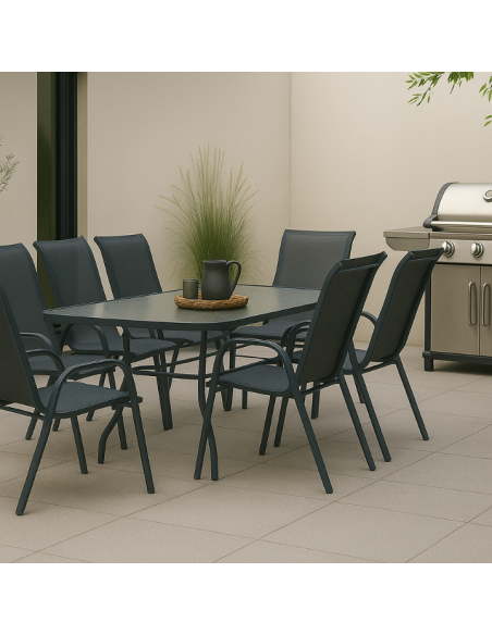 Stół ogrodowy Tampa z blatem ze szkła hartowanego 150 cm × 90 cm × 70 cm 5905842532496 10