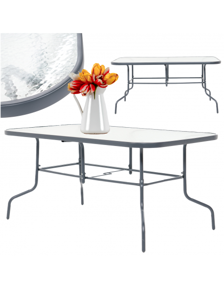 Stół ogrodowy Tampa z blatem ze szkła hartowanego 150 cm × 90 cm × 70 cm 5905842532496 14