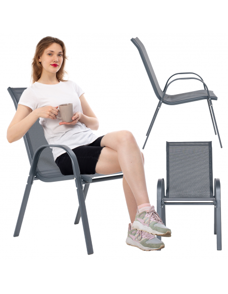 Lekkie krzesło ogrodowe szare Floryda Meven 2 szt. 5905842532519 17