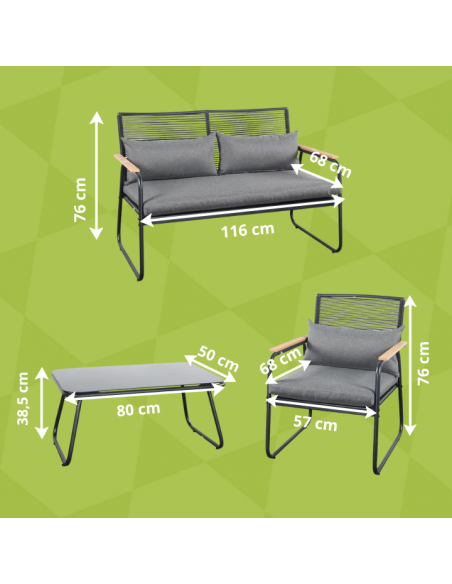 Nowoczesne meble ogrodowe - sofa + stolik + 2 fotele Cuba Meven 5905842533837 6