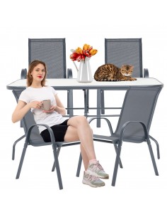 Stylowe meble ogrodowe dla 4 osób - stół obiadowy + 4x krzesło Meven 5905842532496