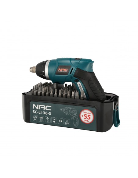 Wkrętak akumulatorowy z zestawem akcesoriów NAC SC-LI-36-S 5905842520301 5