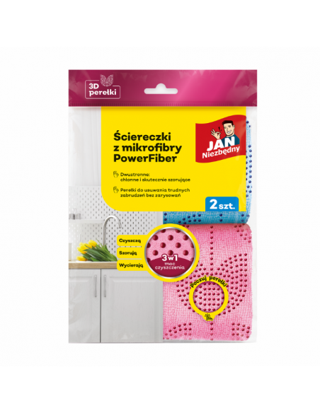 Dwustronne ściereczki z mikrofibry z perełkami Power Fiber Jan Niezbędny 2 szt. 5201314198284