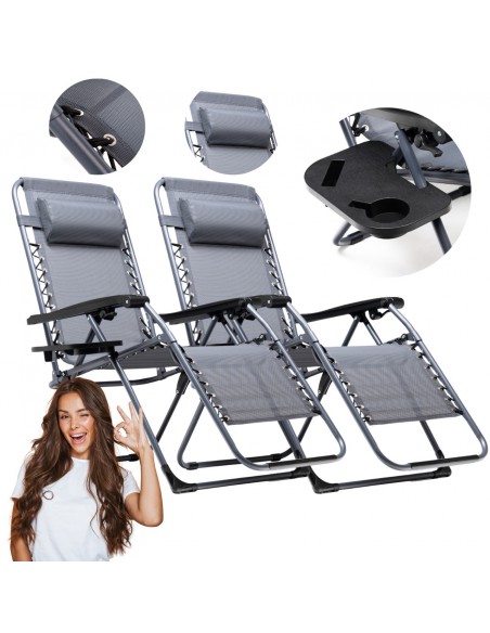 Lekki fotel ogrodowy składany Zero Gravity Meven - zestaw 2 szt. - Leżaki ogrodowe Lekki fotel ogrodowy składany Zero Gravity Meven - zestaw 2 szt. 5905842528949