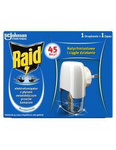 Skuteczny elektrofumigator z płynem owadobójczym przeciw komarom, wtyczka + wkład Raid 5000204161847