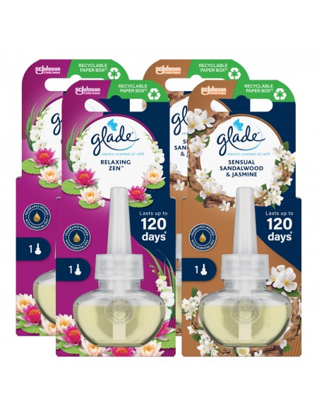 Zestaw wkładów do elektrycznego odświeżacza powietrza Glade Electric scented oil, 4 szt. mix - Odświeżacze elektryczne Zestaw wkładów do elektrycznego odświeżacza powietrza Glade Electric scented oil, 4 szt. mix 5000204116359