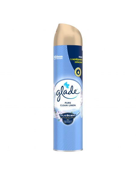 Odświeżacz powietrza w sprayu o zapachu świeżego prania Glade Pure Clean Linen 300 ml 5907635900611