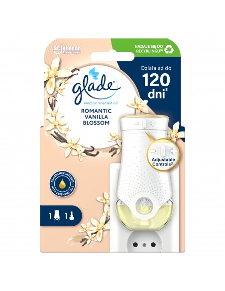 Elektryczny odświeżacz powietrza z wkładem o zapachu wanilii Glade Romantic Vanilla Blossom 5000204360134