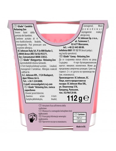 Kwiatowa świeca zapachowa Glade Relaxing Zen 112 g 5000204357257 2