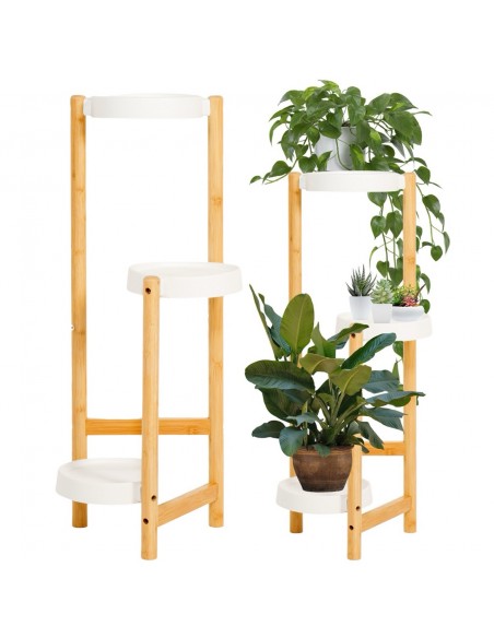 3-piętrowy kwietnik bambusowy biały Meven 26 cm x 50 cm x 80 cm 5905842530904