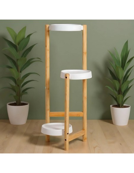 3-piętrowy kwietnik bambusowy biały Meven 26 cm x 50 cm x 80 cm 5905842530904 11