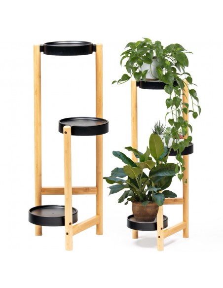 3-piętrowy kwietnik bambusowy czarny Meven 26 cm x 50 cm x 80 cm 5905842530911