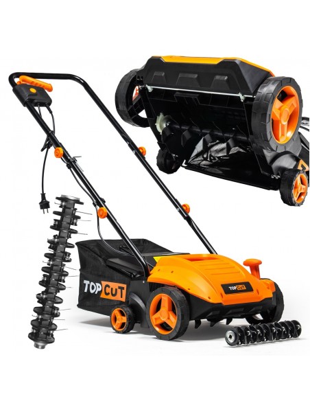 Mocny aerator-wertykulator elektryczny z koszem 30 L 1500 W 32 cm TOP CUT TC-AE1500-32 5905842525993