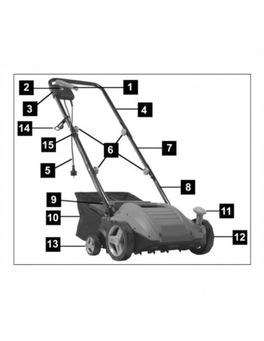 Mocny aerator-wertykulator elektryczny z koszem 30 L 1500 W 32 cm TOP CUT TC-AE1500-32 5905842525993 6