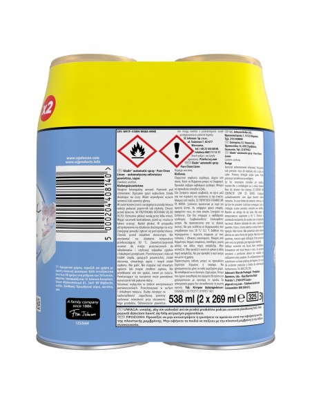 Podwójny zapas do automatycznego odświeżacza powietrza Glade Pure Clean Linen 5000204408140 2