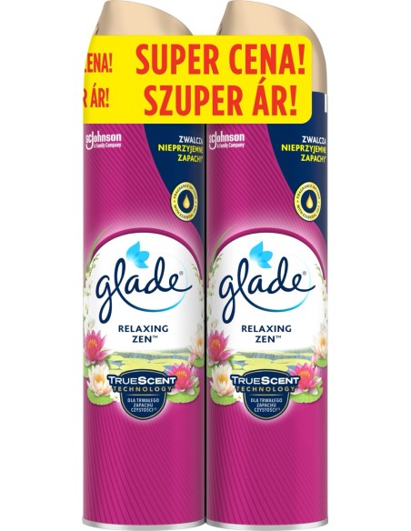 Podwójny odświeżacz powietrza w aerozolu 1+1 Glade Relaxing Zen 5000204983388