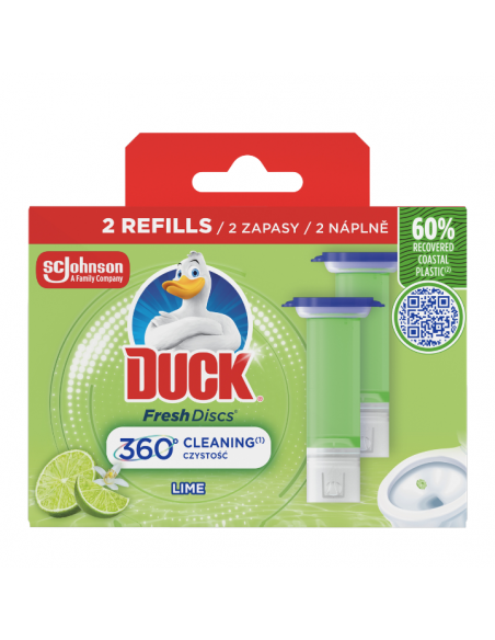 Zapas krążków do toalety o zapachu limonkowym Duck Fresh Discs 2x36ml - Zawieszki i krążki do WC Zapas krążków do toalety o zapachu limonkowym Duck Fresh Discs 2x36ml
